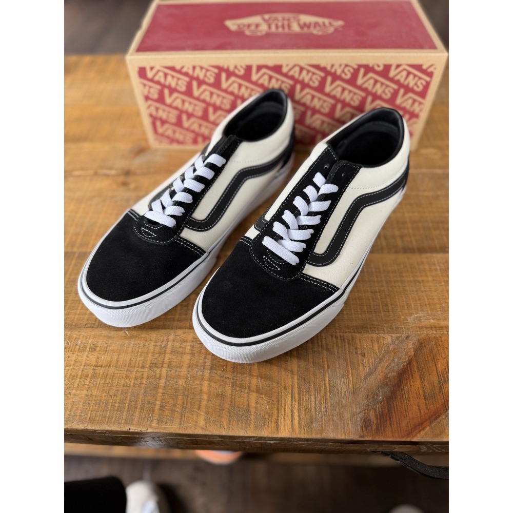 Vans Ward Retro Mens 9.5 Suede Canvas Marshmallow Black White VN0A36EMKIG New
